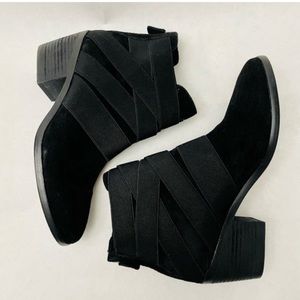 Eileen Fisher Willis Black Suede Elastic Strap Booties